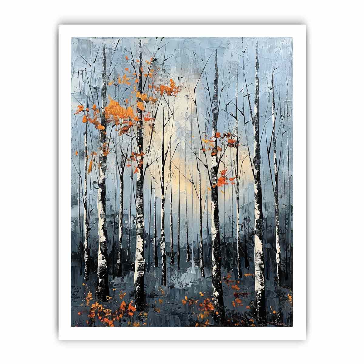Birch Forest Palette Knife Painting-8