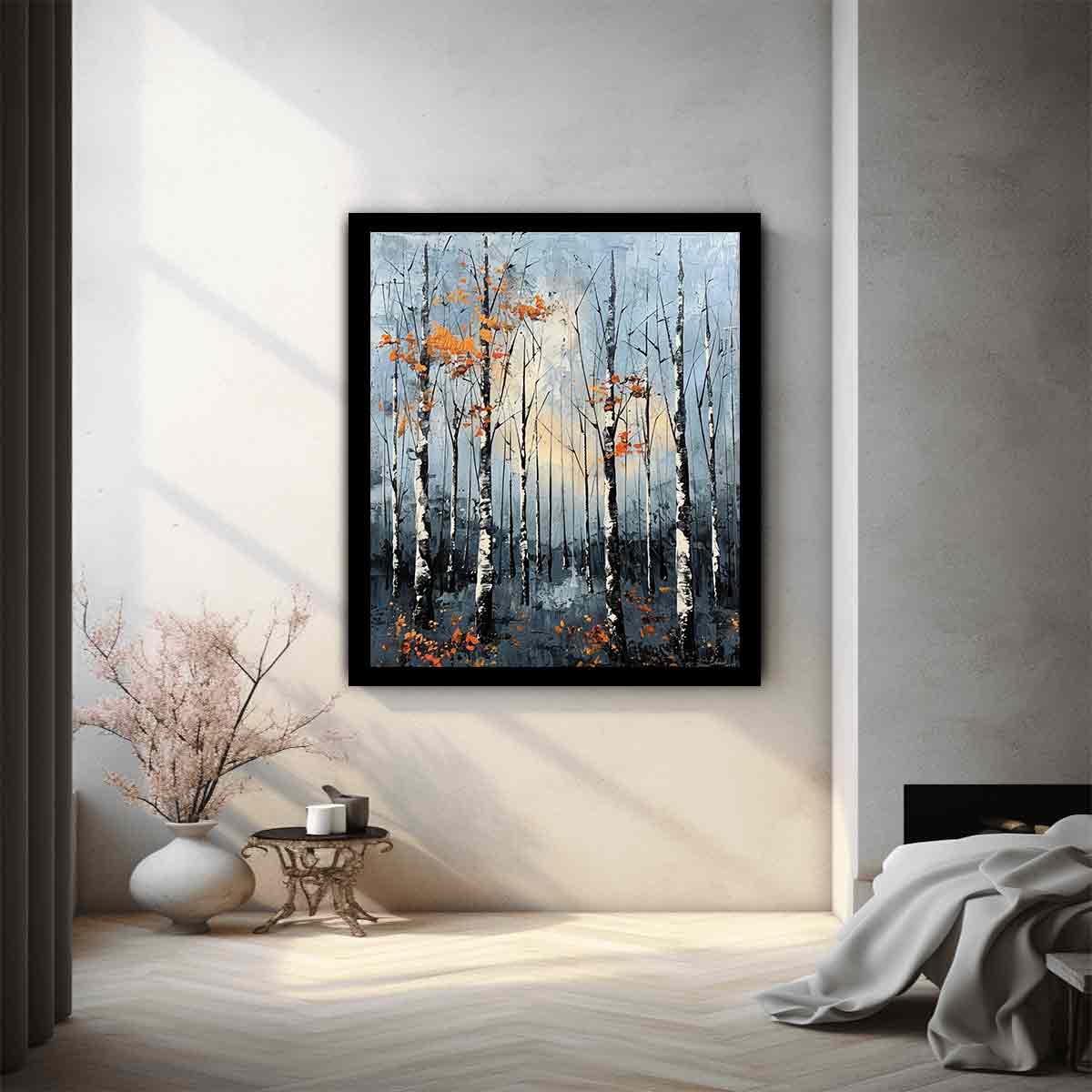 Birch Forest Palette Knife Painting-1