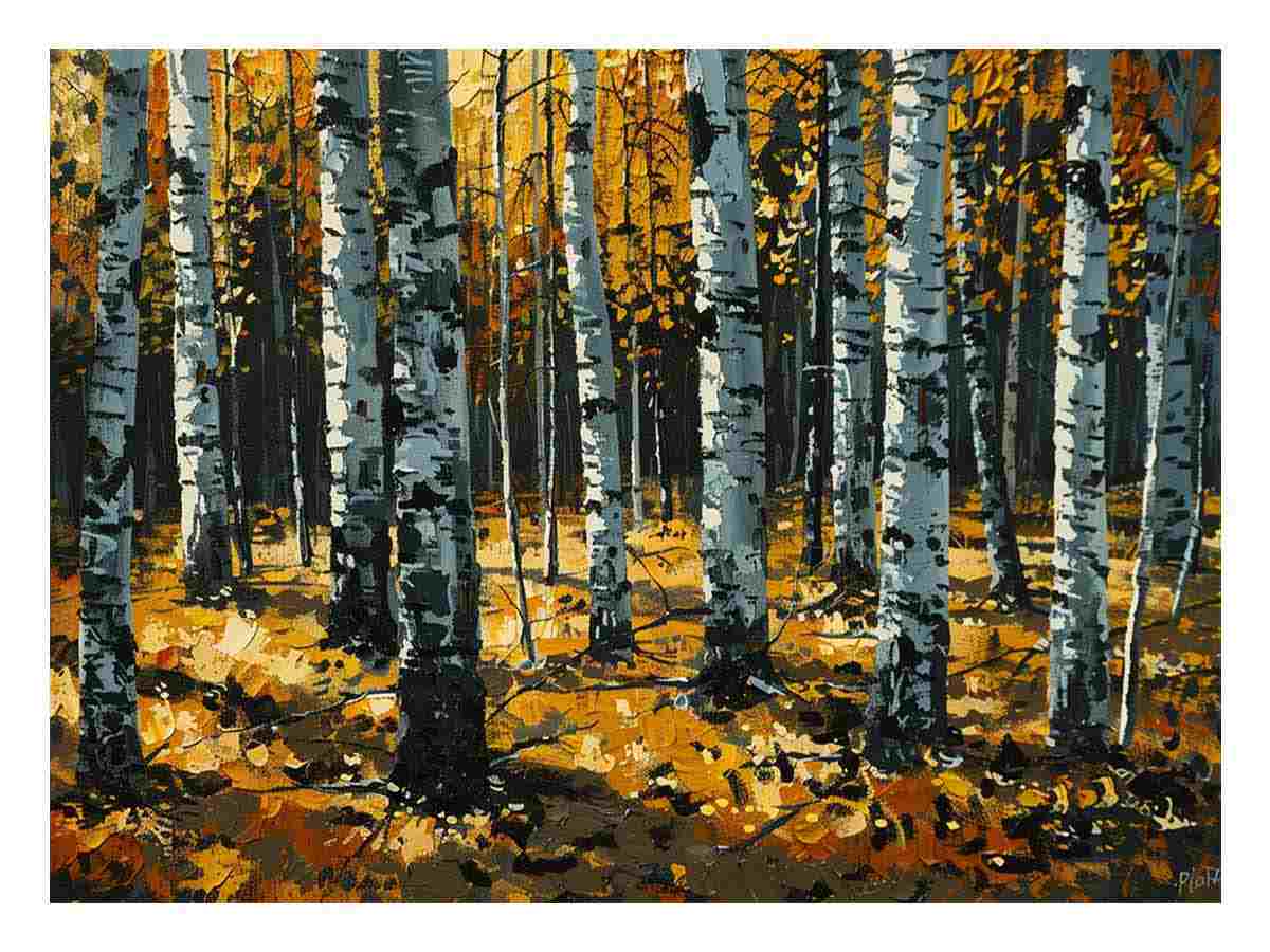 Birch Orange Tree Knife Canvas Art Print-0