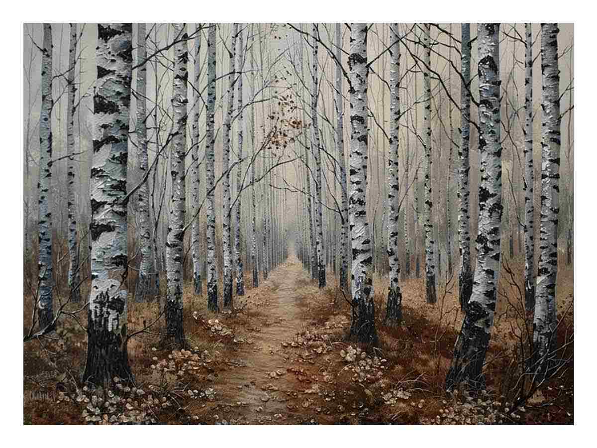 Birch Grey Tree Knife Canvas Artwork-0