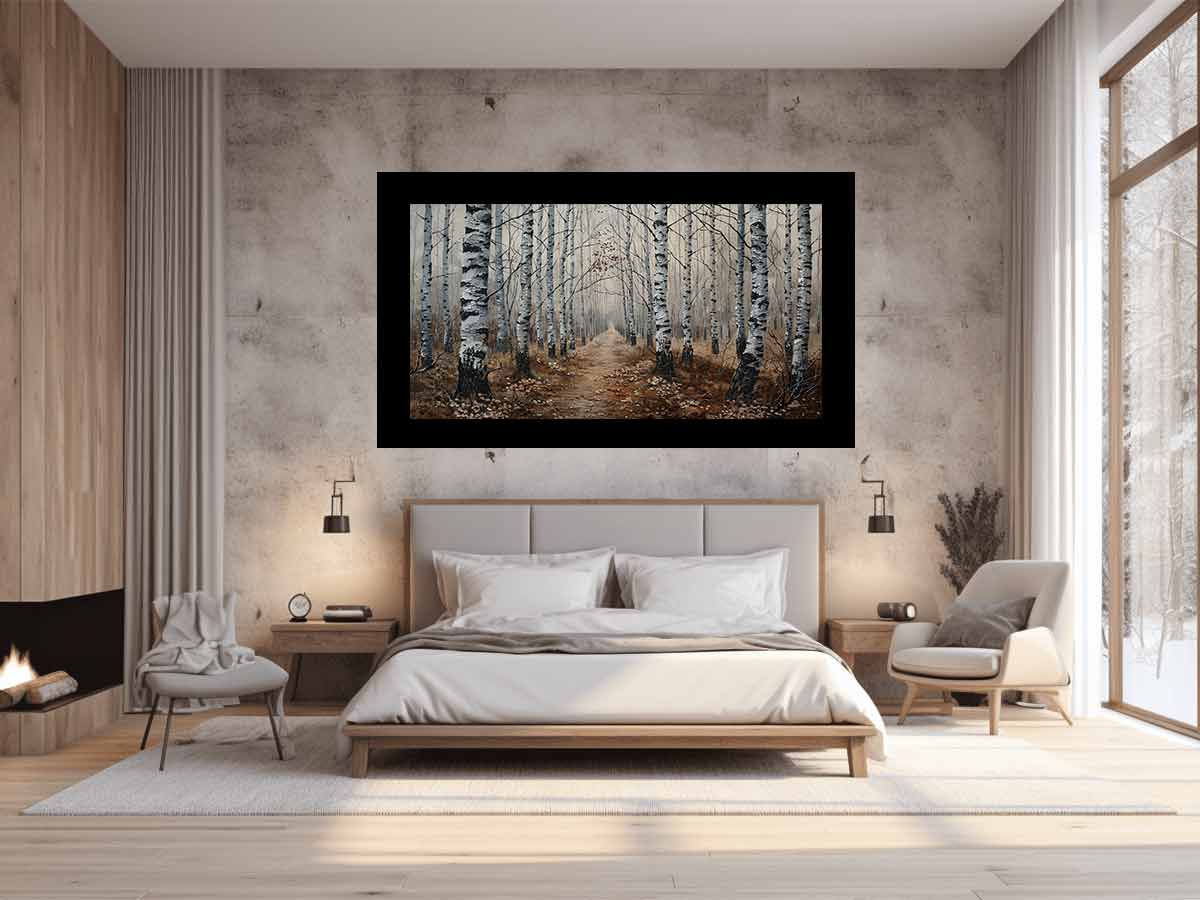 Birch Grey Tree Knife Canvas Artwork-1
