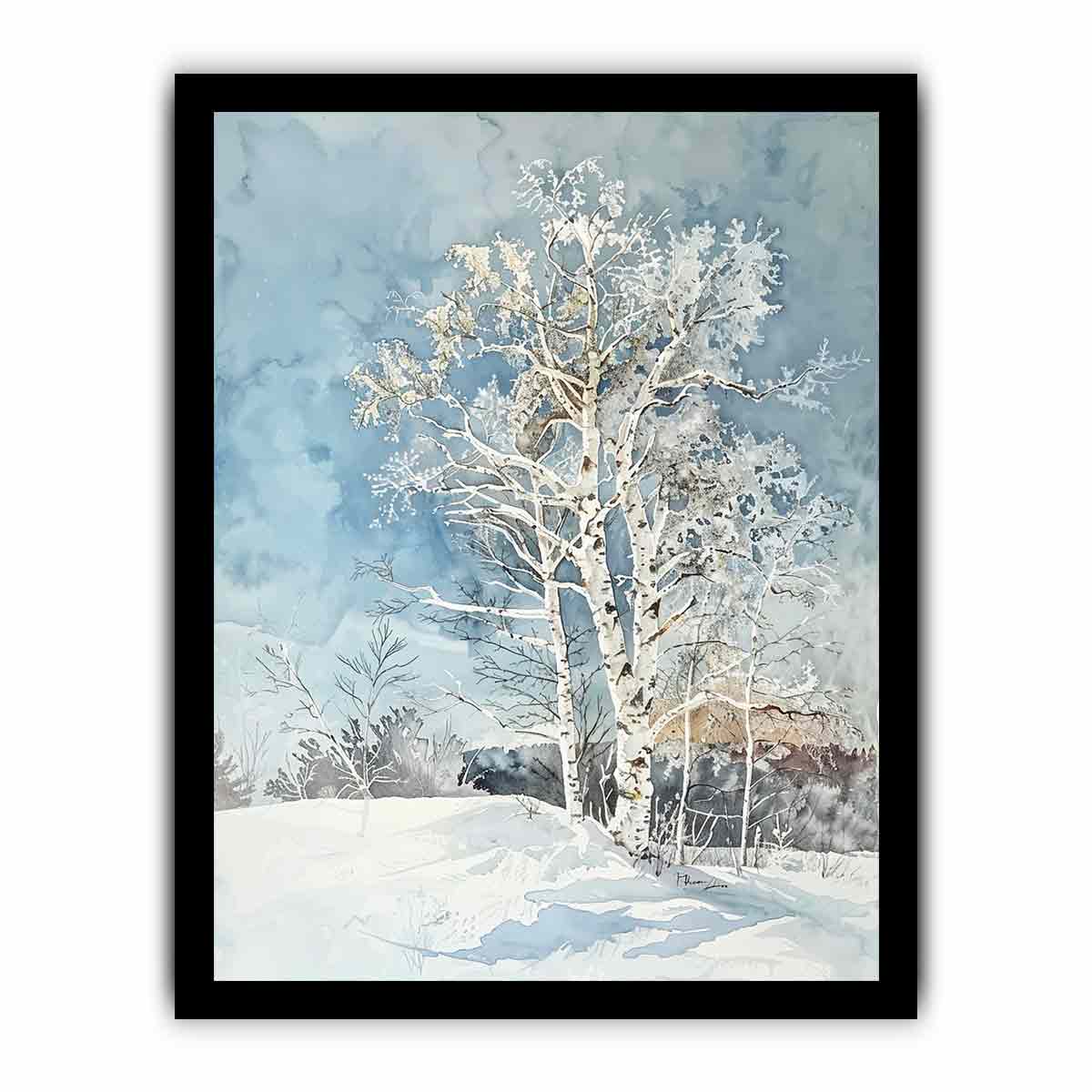 White  Tree Snow Art Painting-7