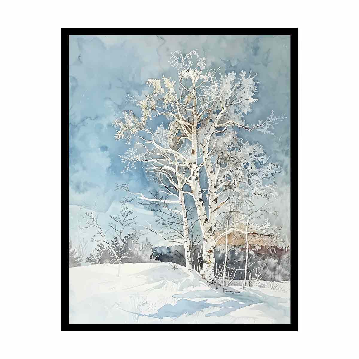 White  Tree Snow Art Painting-4