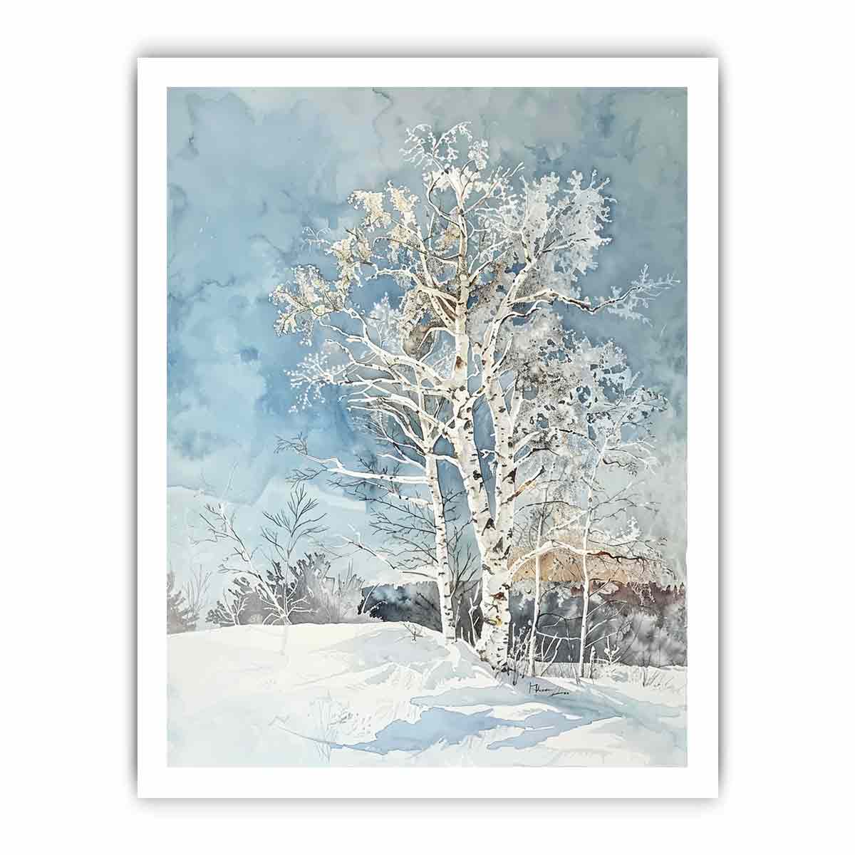 White  Tree Snow Art Painting-8
