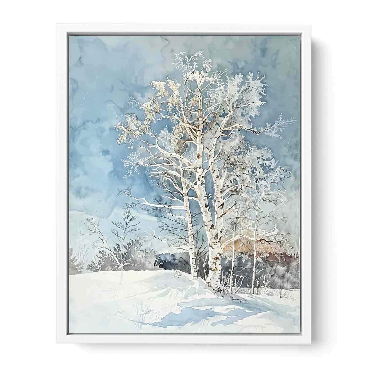White  Tree Snow Art Painting-5