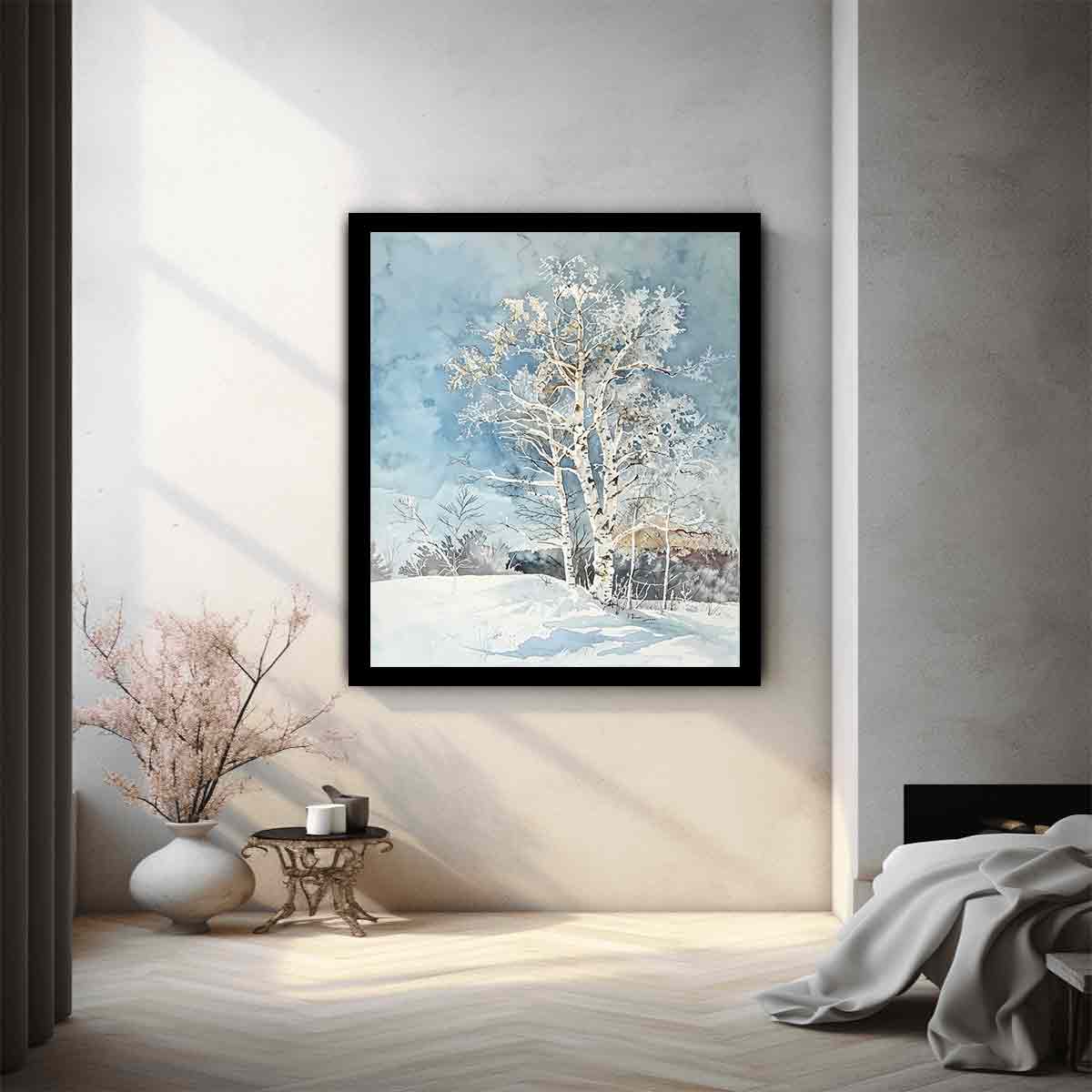 White  Tree Snow Art Painting-1