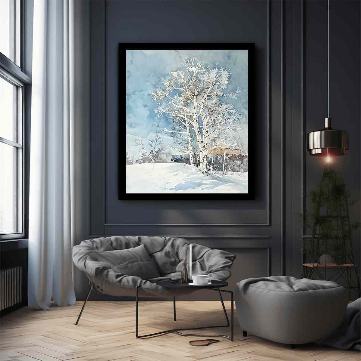 White  Tree Snow Art Painting-2
