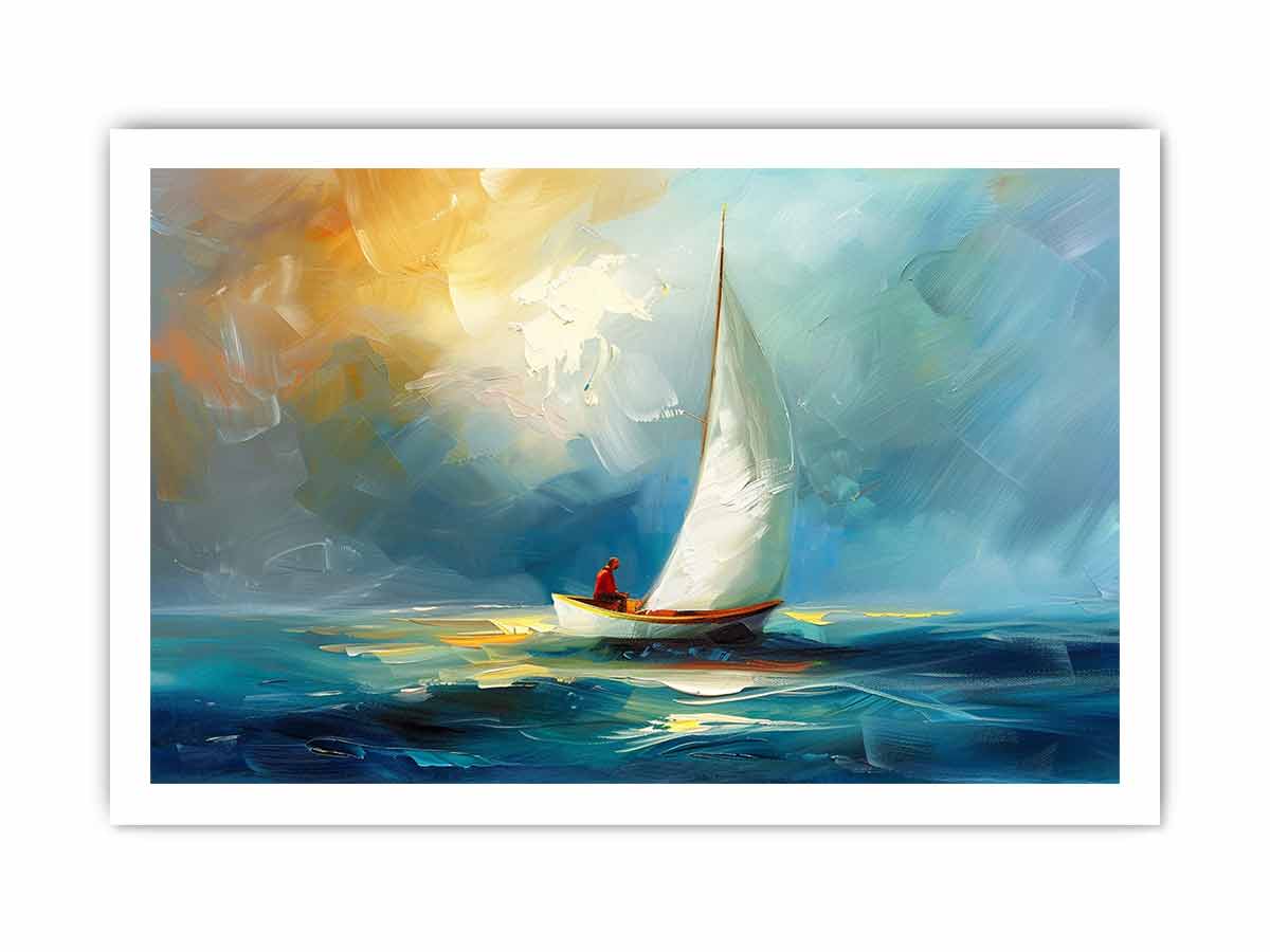 Boat at sea wall Art-8