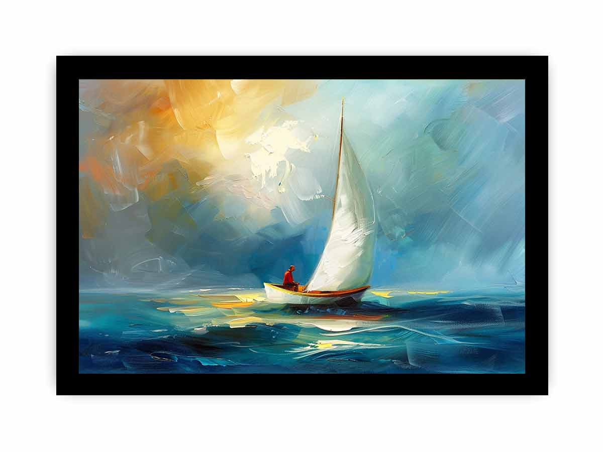 Boat at sea wall Art-7