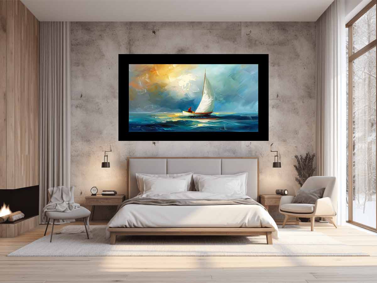Boat at sea wall Art-1