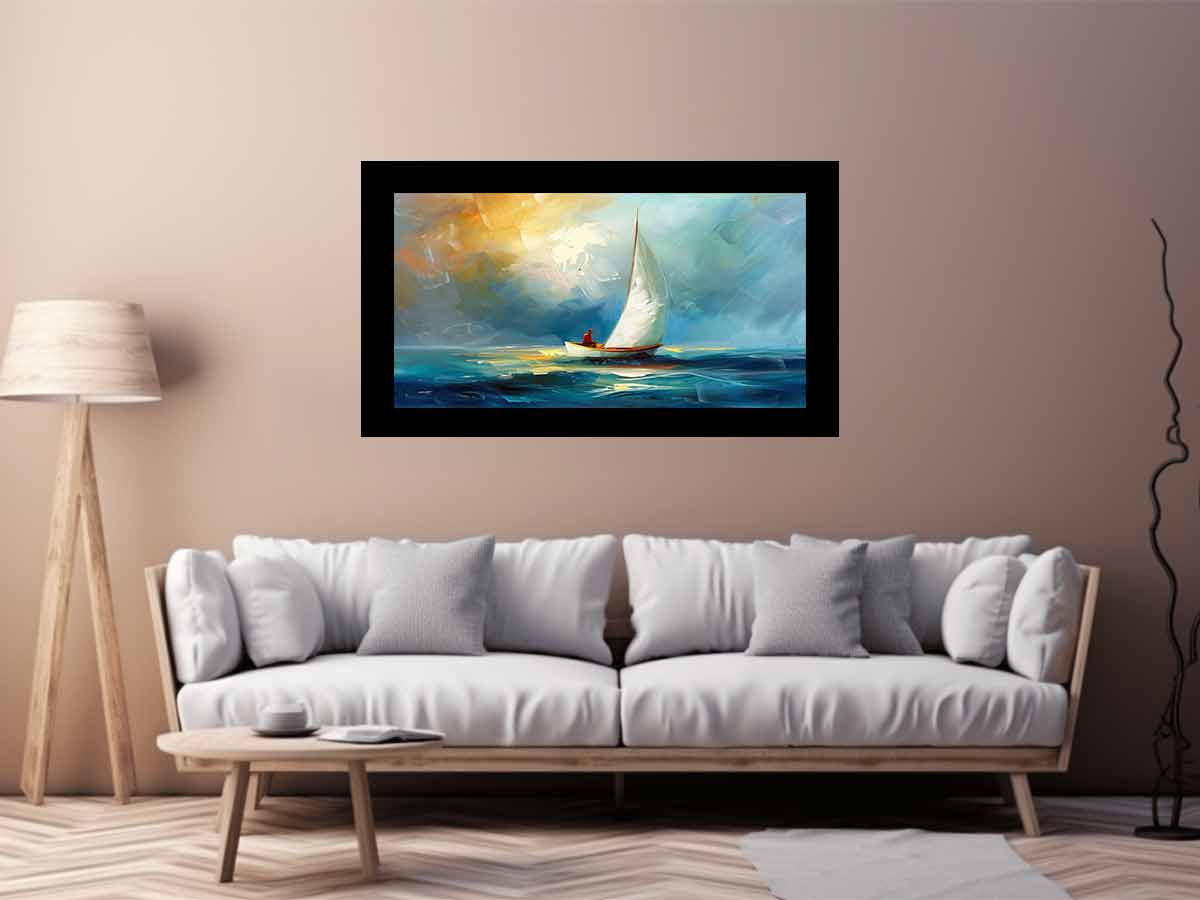 Boat at sea wall Art-2