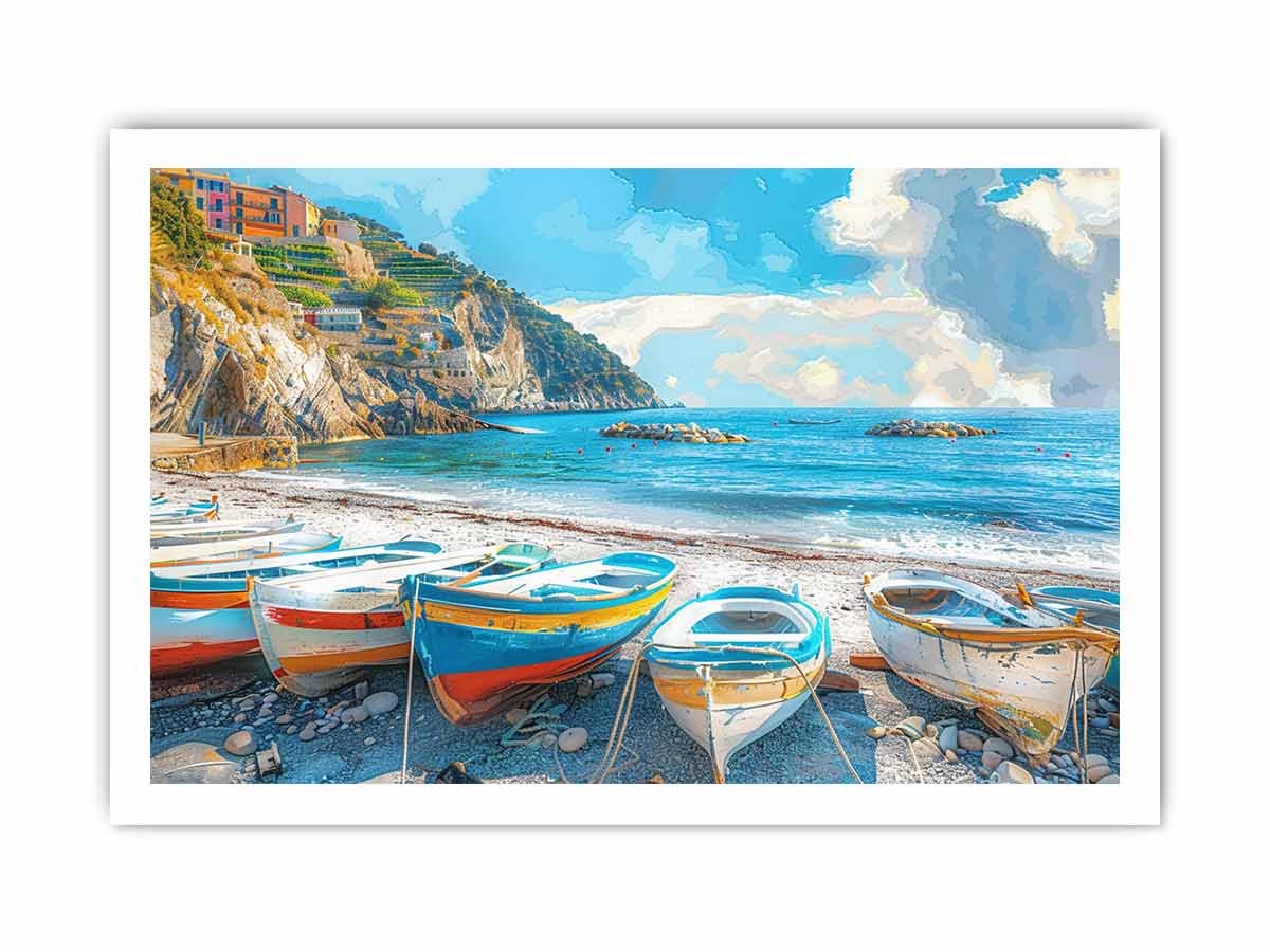 Blue boat wall Art painting-8