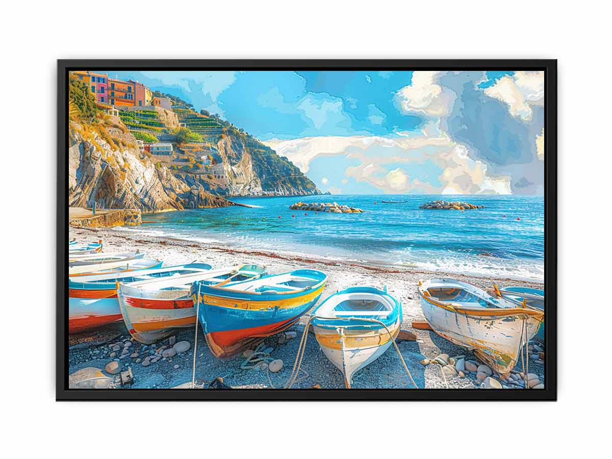 Blue boat wall Art painting-4