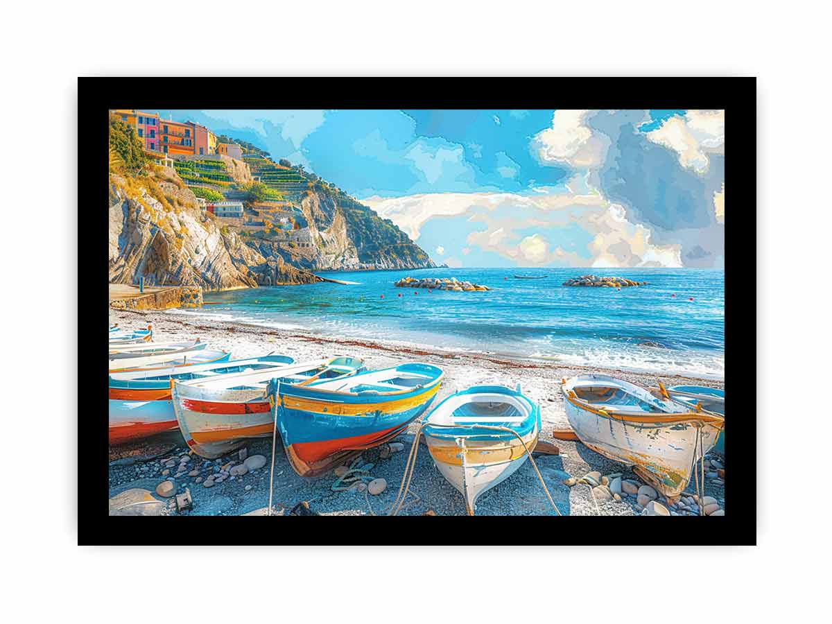 Blue boat wall Art painting-7
