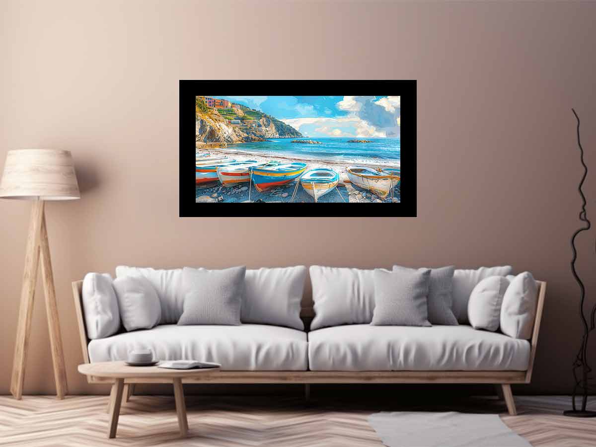 Blue boat wall Art painting-2