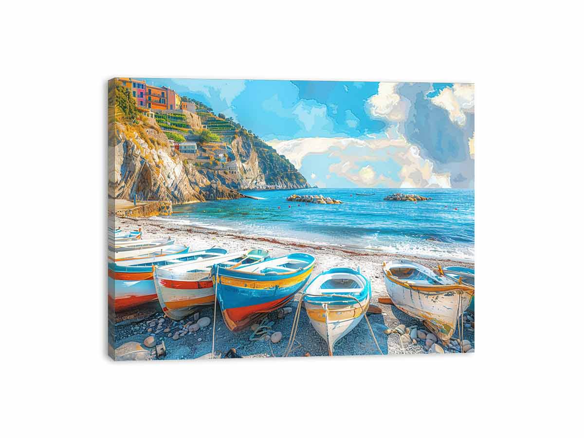 Blue boat wall Art painting-3