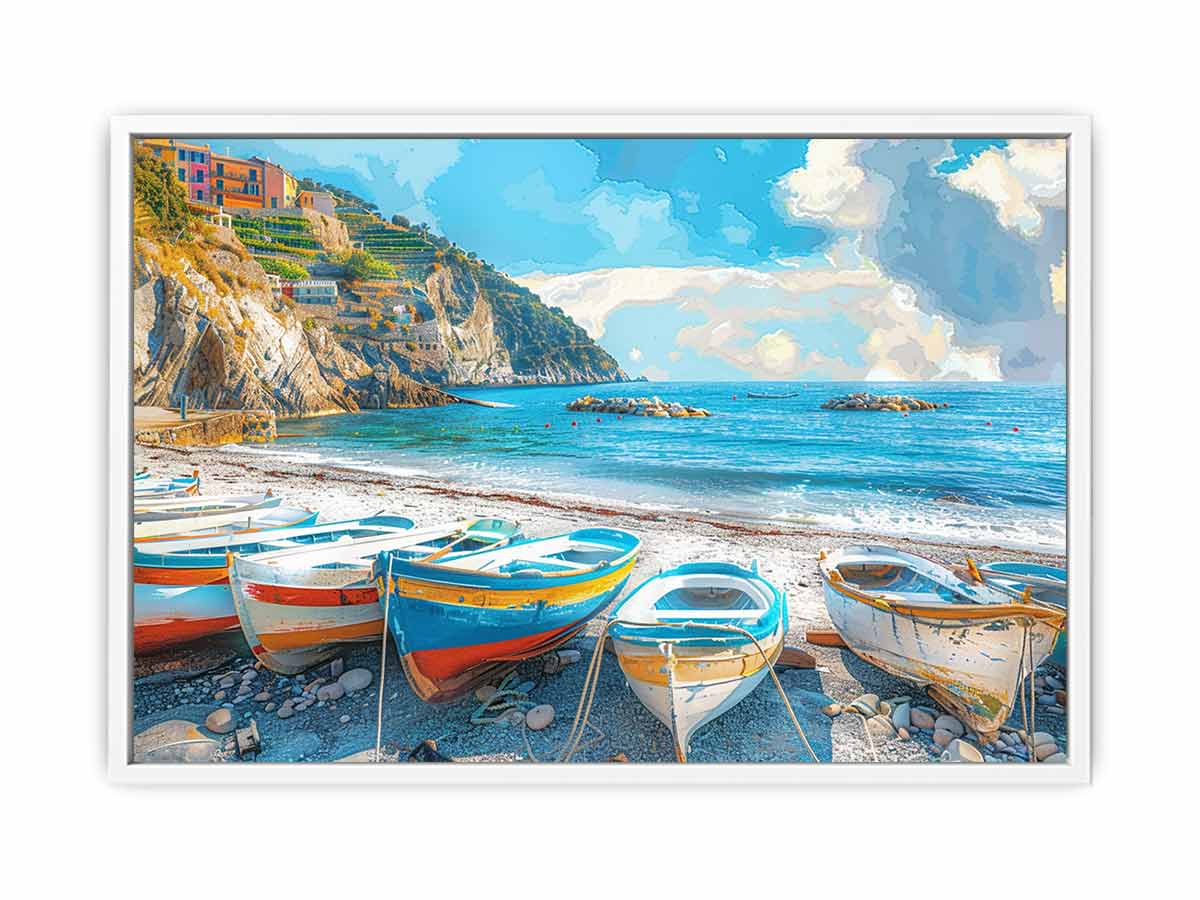 Blue boat wall Art painting-5