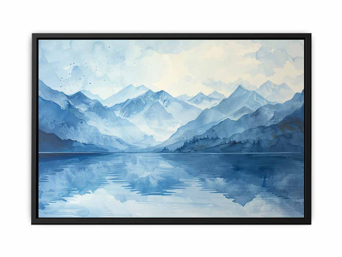 Blue lake Mountain Canvas Painting-4