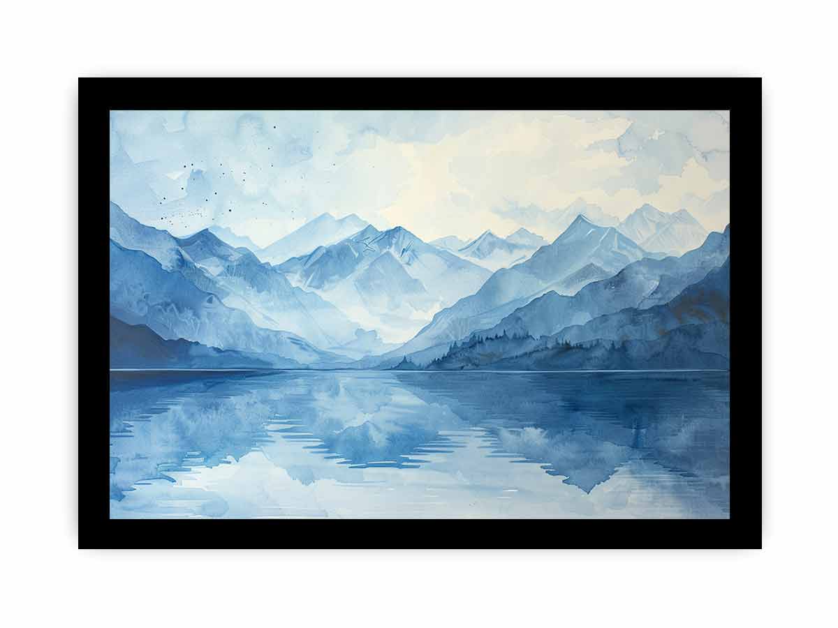 Blue lake Mountain Canvas Painting-7
