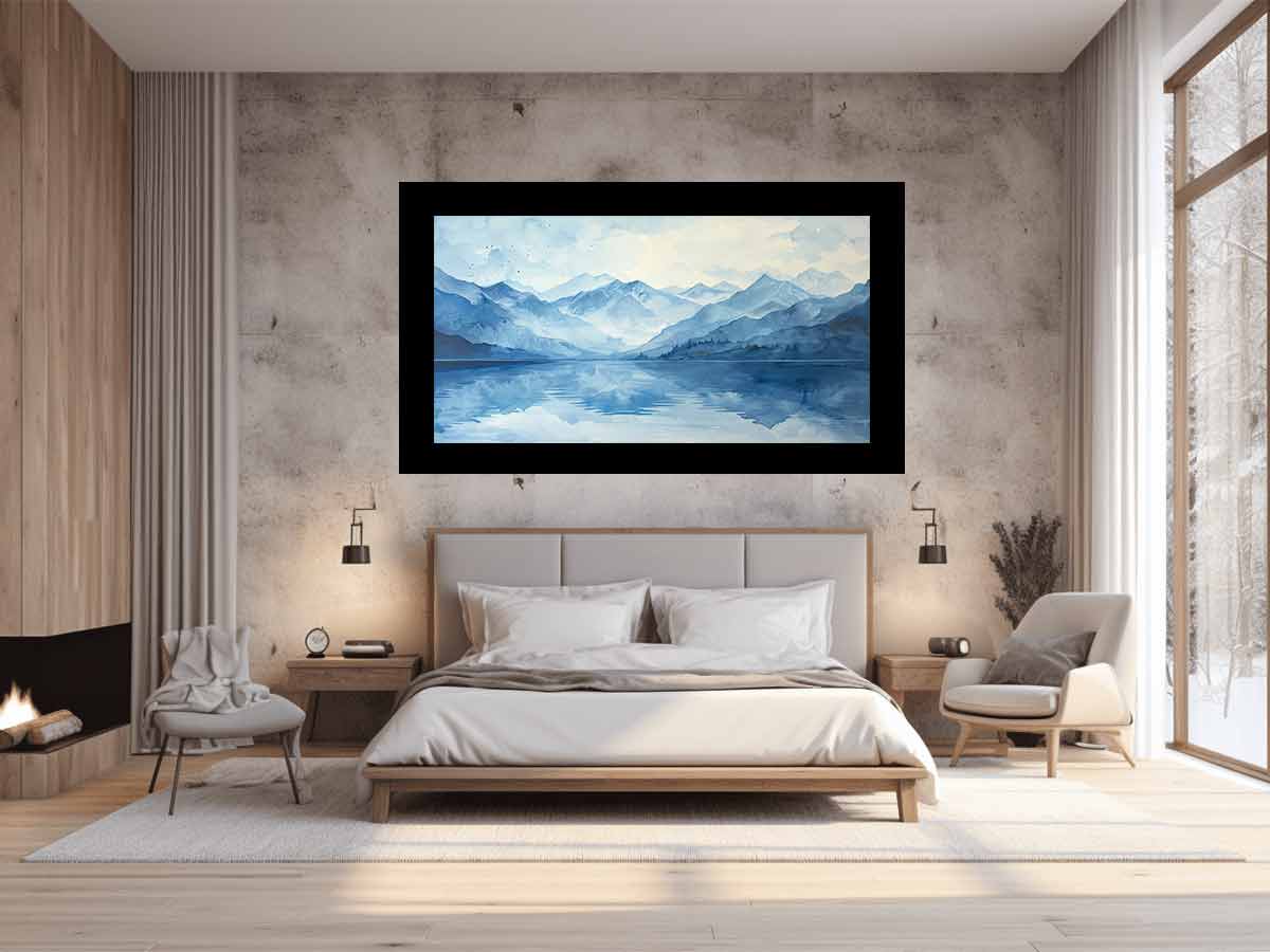 Blue lake Mountain Canvas Painting-1