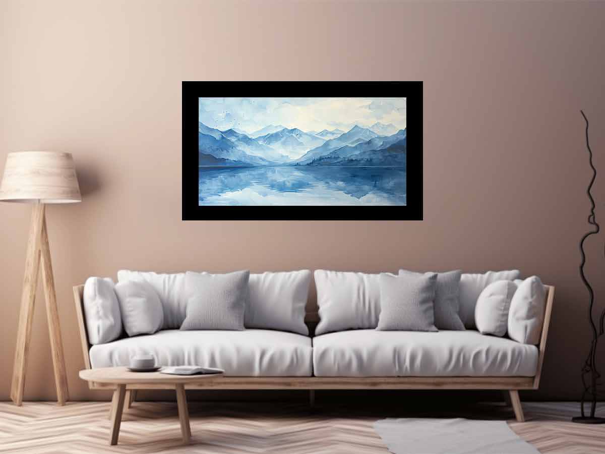Blue lake Mountain Canvas Painting-2