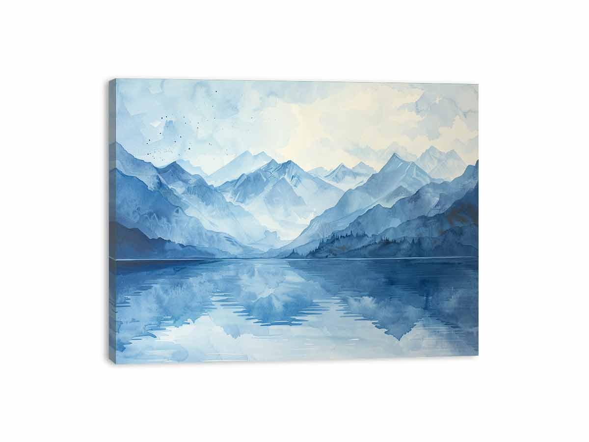 Blue lake Mountain Canvas Painting-3