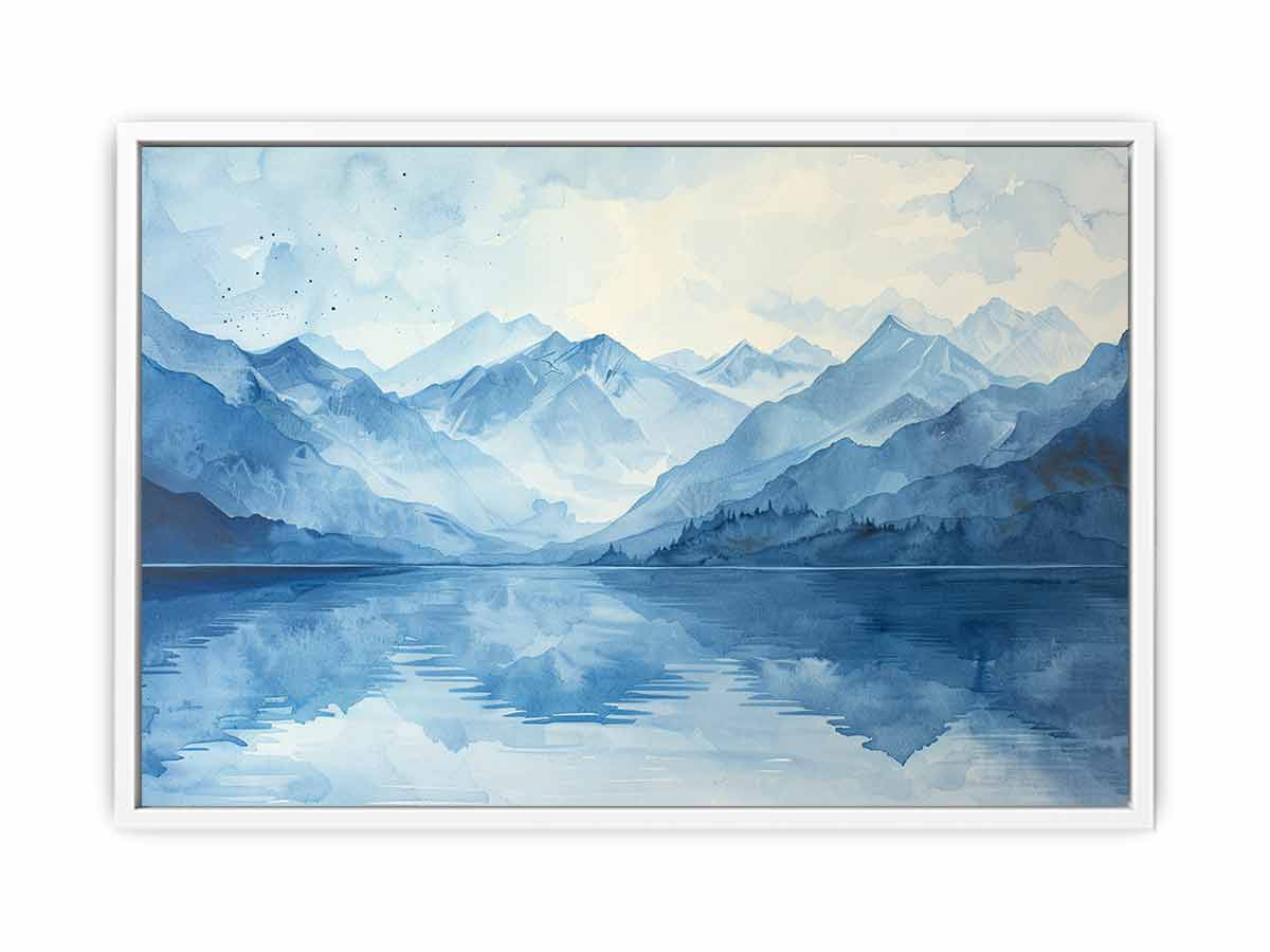 Blue lake Mountain Canvas Painting-5