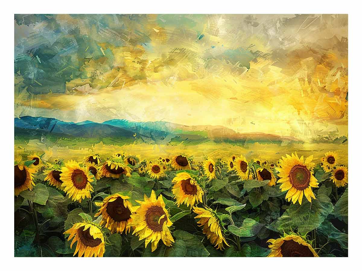 Sunflower Field Canvas Paintingn for Living room-0