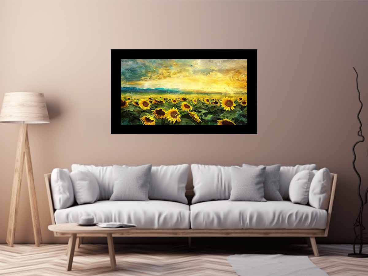 Sunflower Field Canvas Paintingn for Living room-1