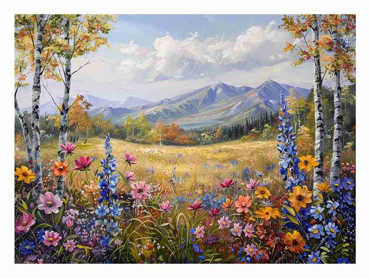 Flowers Landscape Canvas Art Print-0