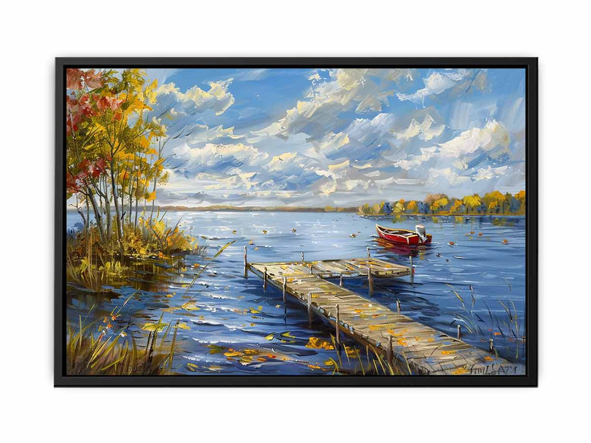 Lake Dockscape Canvas Painting-4