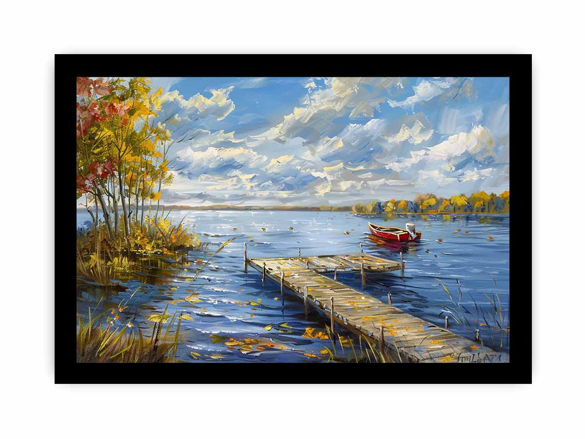Lake Dockscape Canvas Painting-7