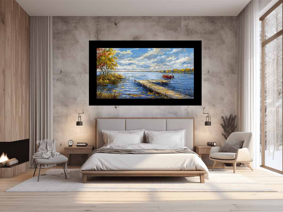 Lake Dockscape Canvas Painting-1