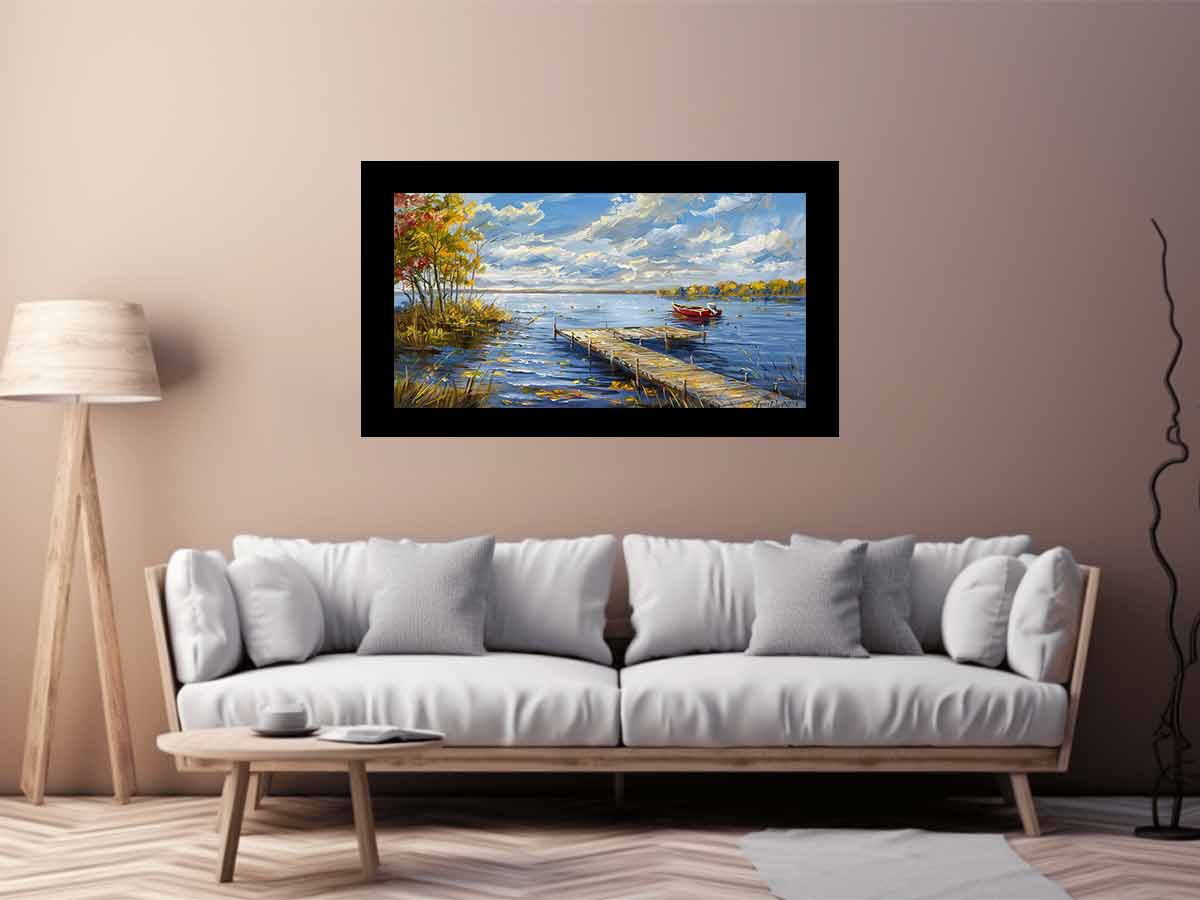 Lake Dockscape Canvas Painting-2