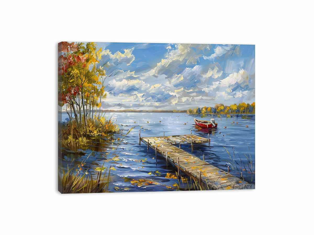 Lake Dockscape Canvas Painting-3