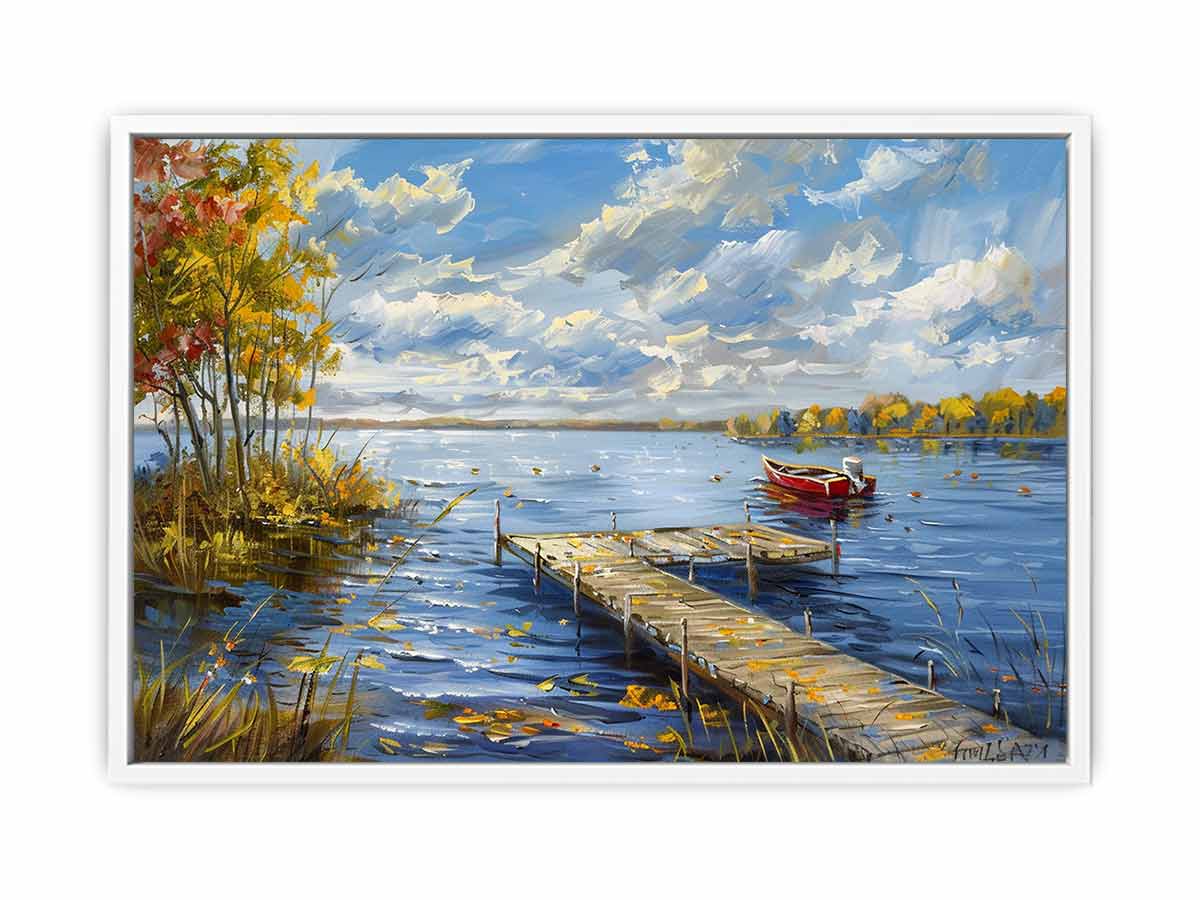 Lake Dockscape Canvas Painting-5