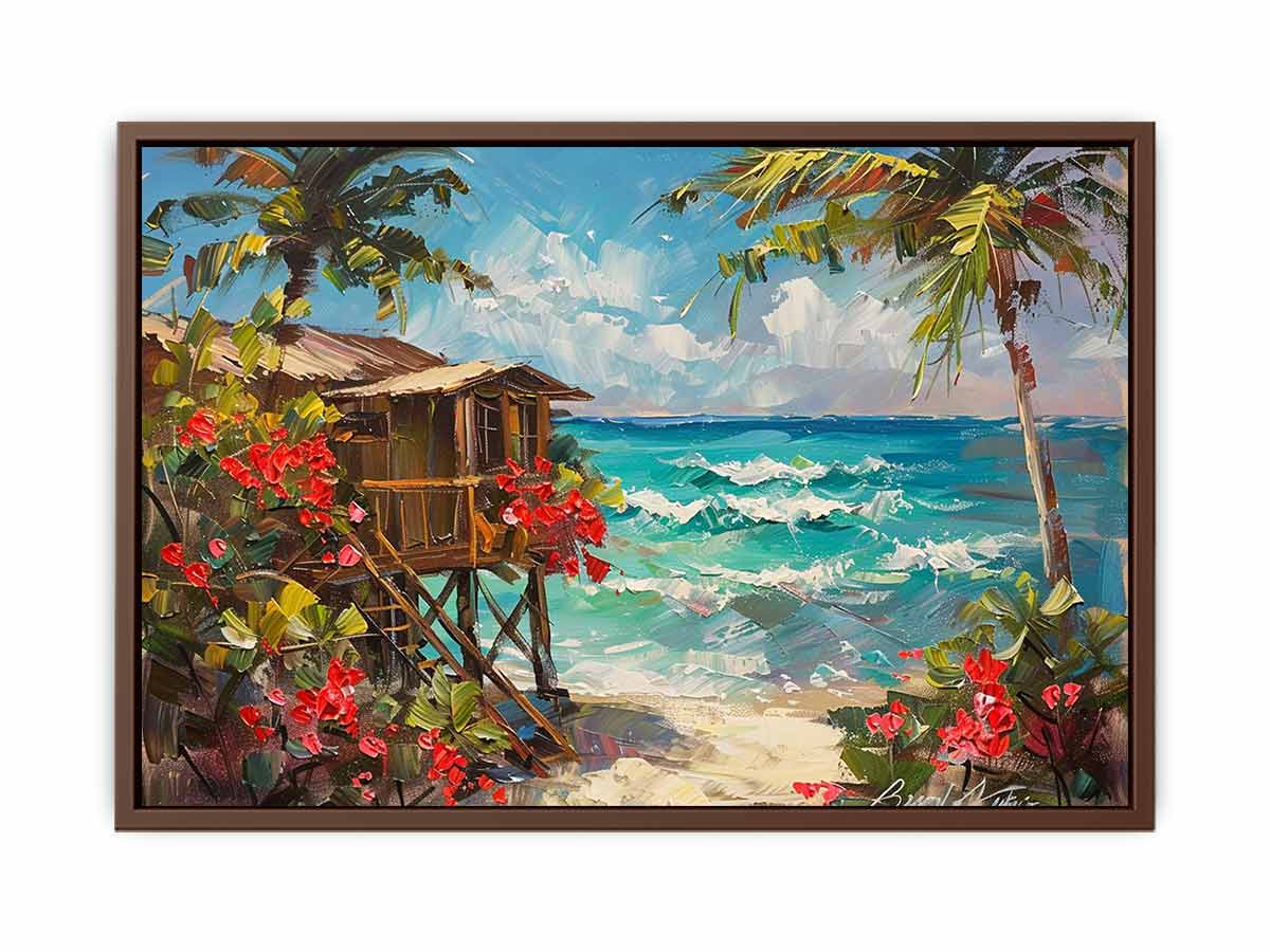 Wooden Beach House Canvas Painting-6