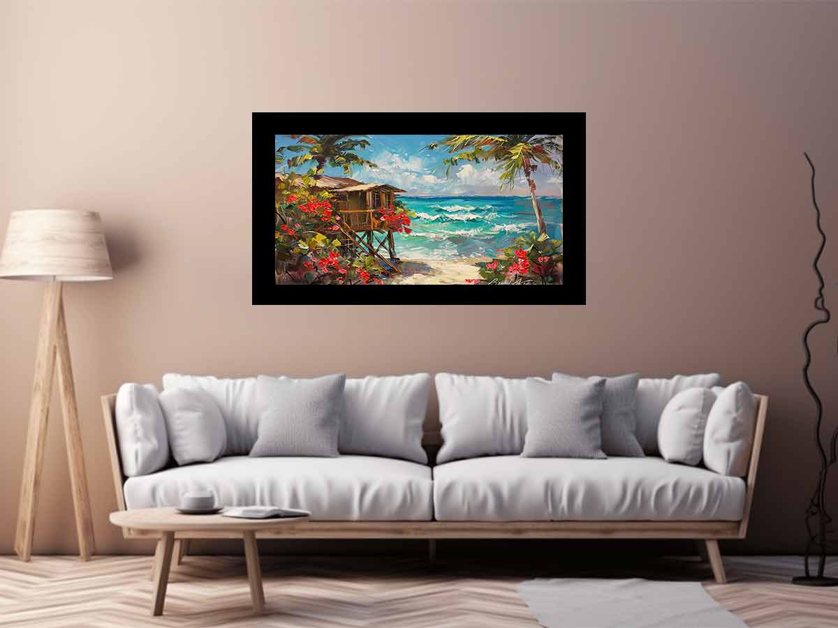 Wooden Beach House Canvas Painting-2
