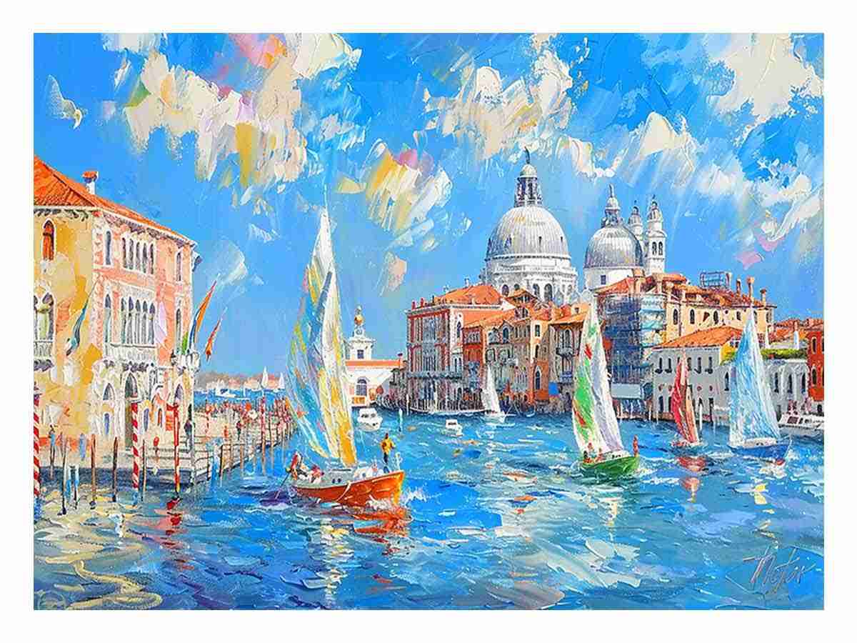Venice Waterfront Canvas painting-0