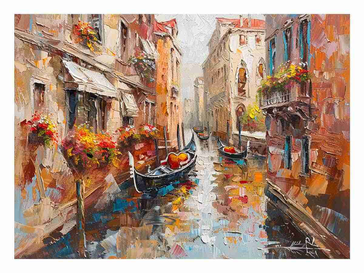 Venice Canal Gondola Ride Canvas Art Print-0