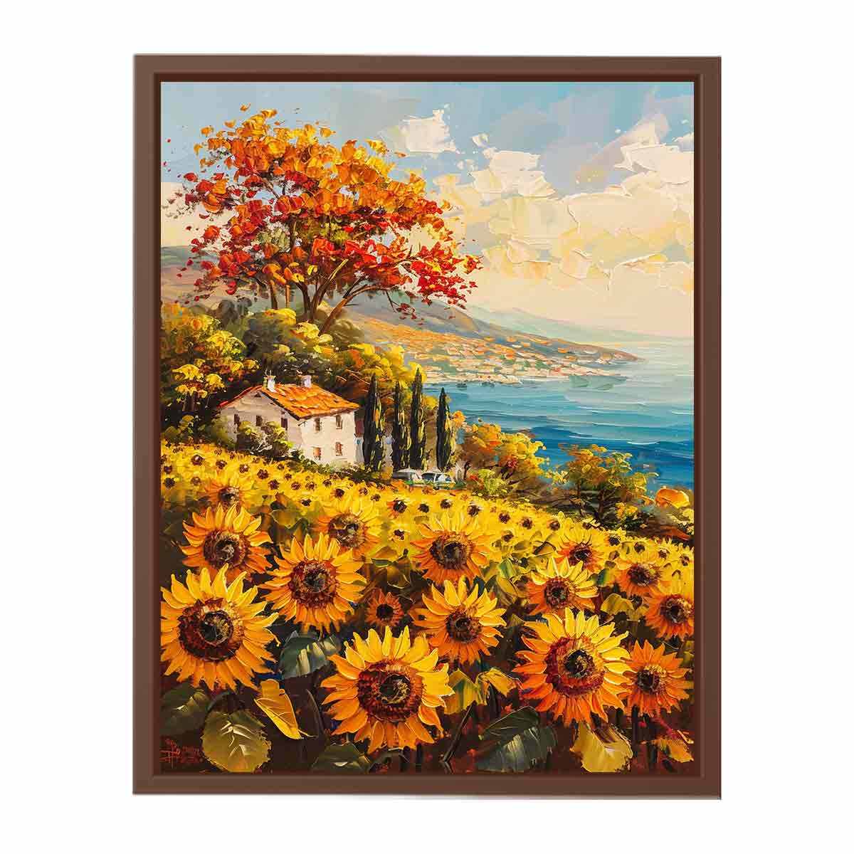 Sunflower Field House Canvas Art Print-6