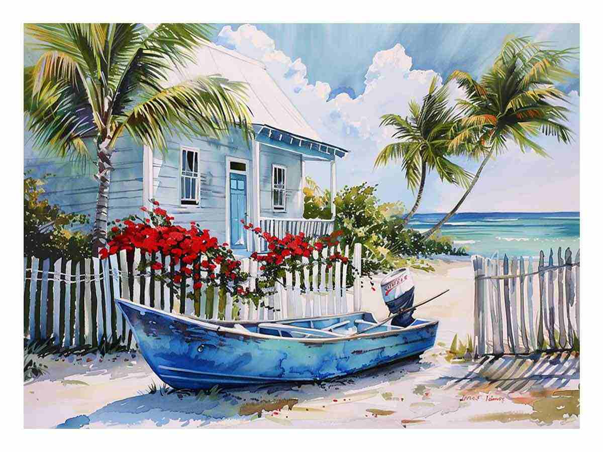 Beach House Canvas Art Print-0