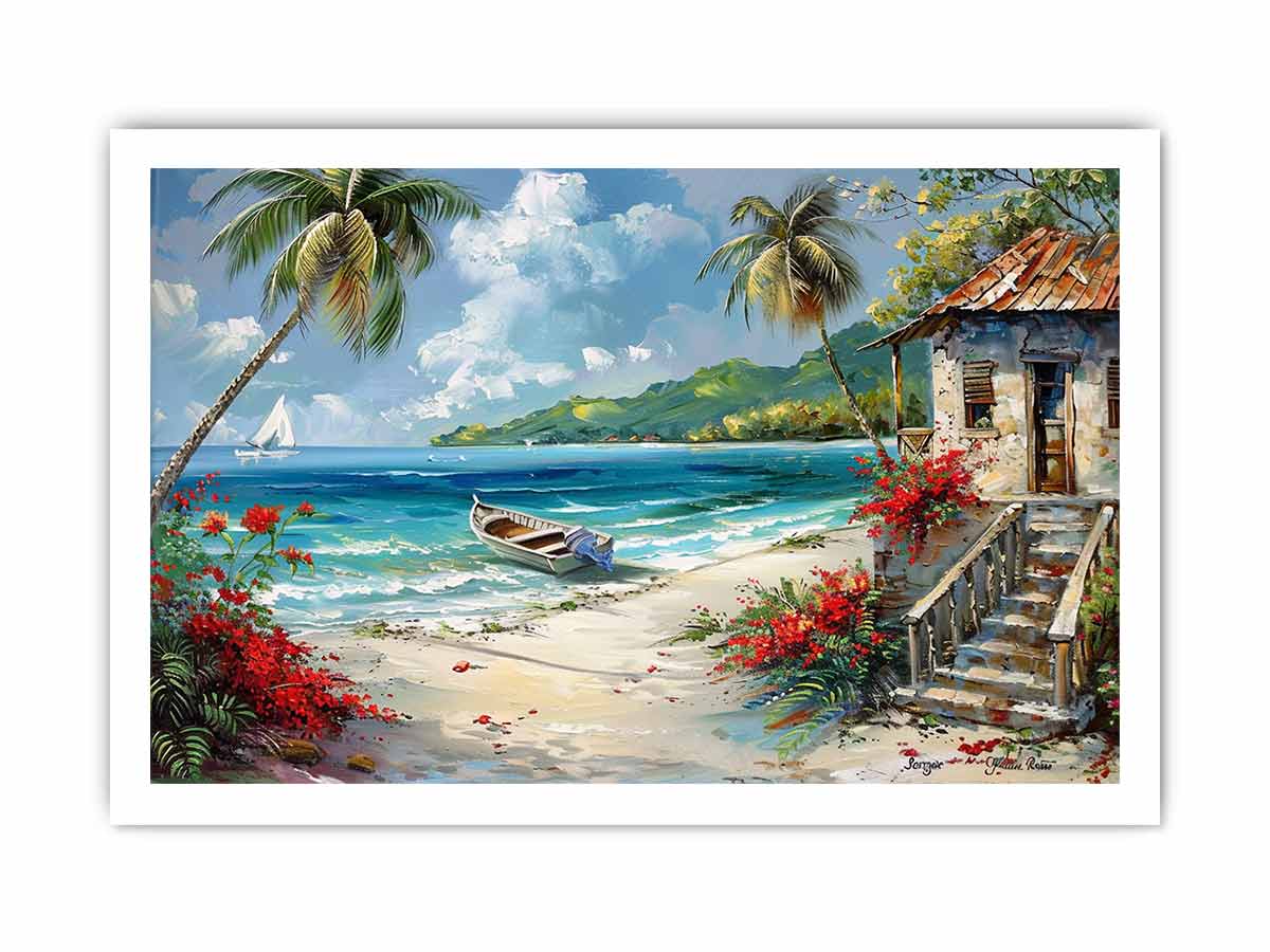 Caribbean Beach House Canvas Art Print-8