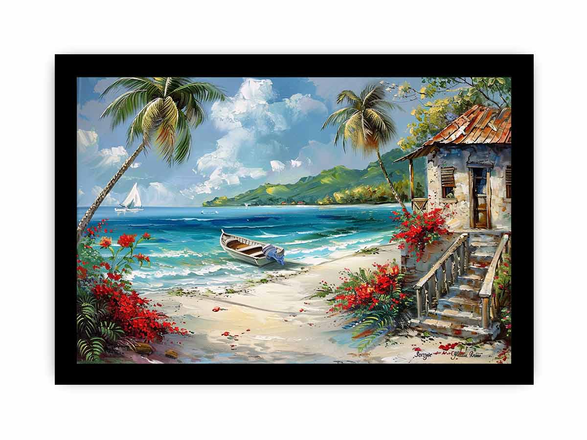 Caribbean Beach House Canvas Art Print-7
