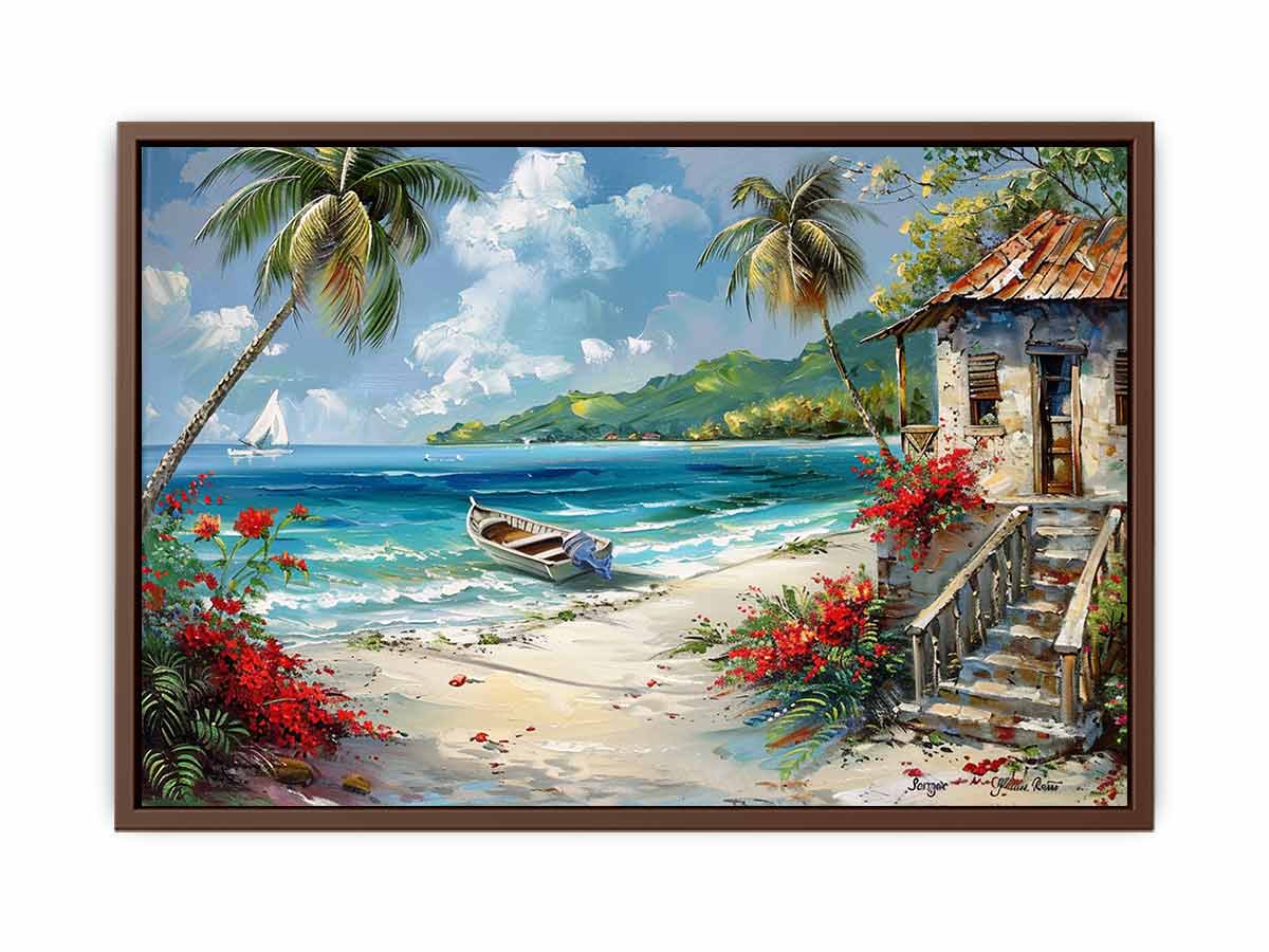 Caribbean Beach House Canvas Art Print-6