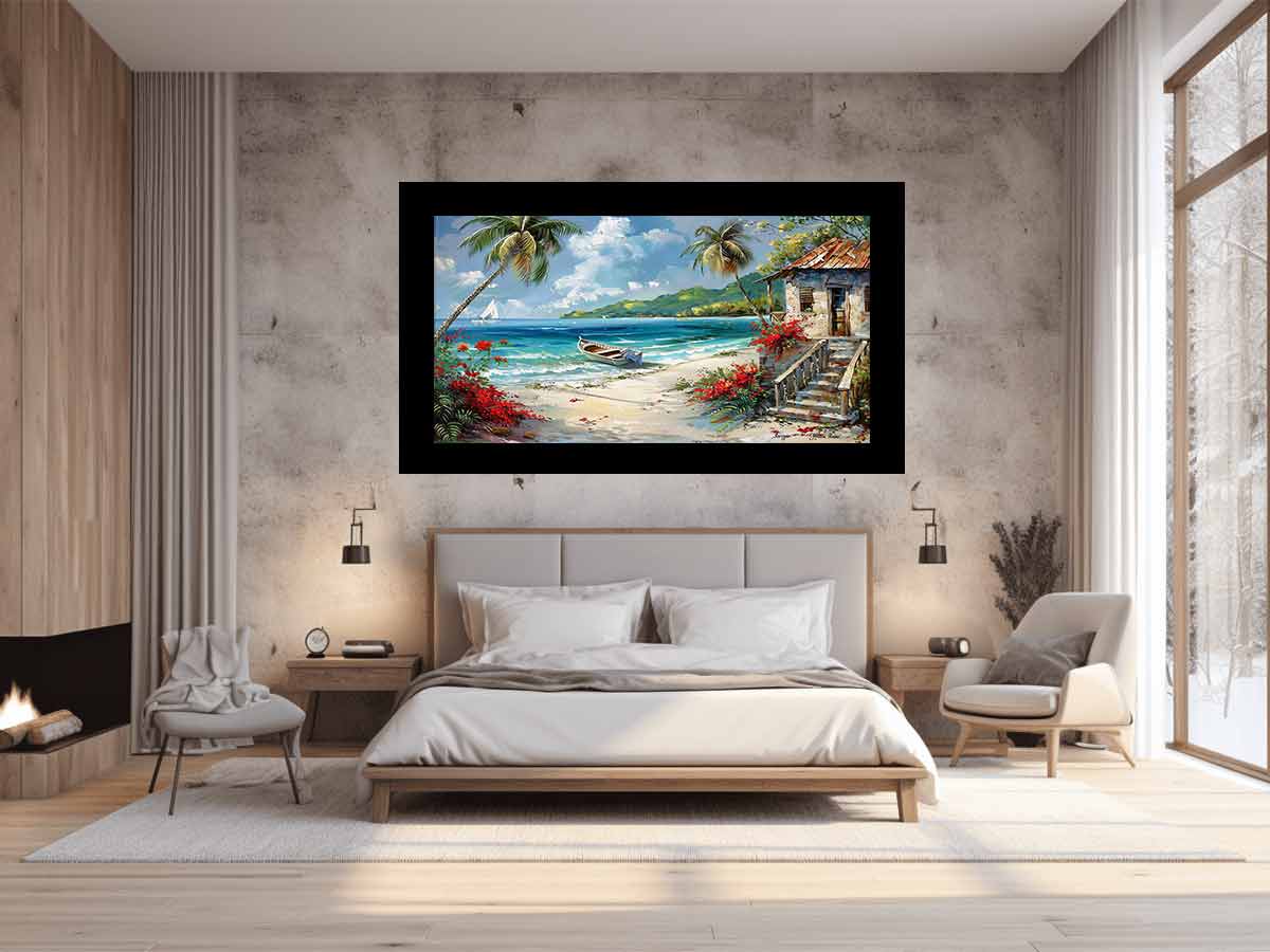 Caribbean Beach House Canvas Art Print-1