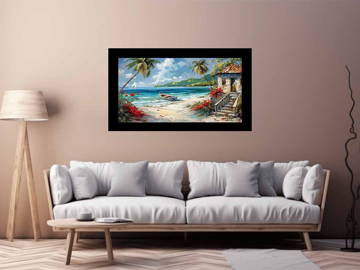 Caribbean Beach House Canvas Art Print-2