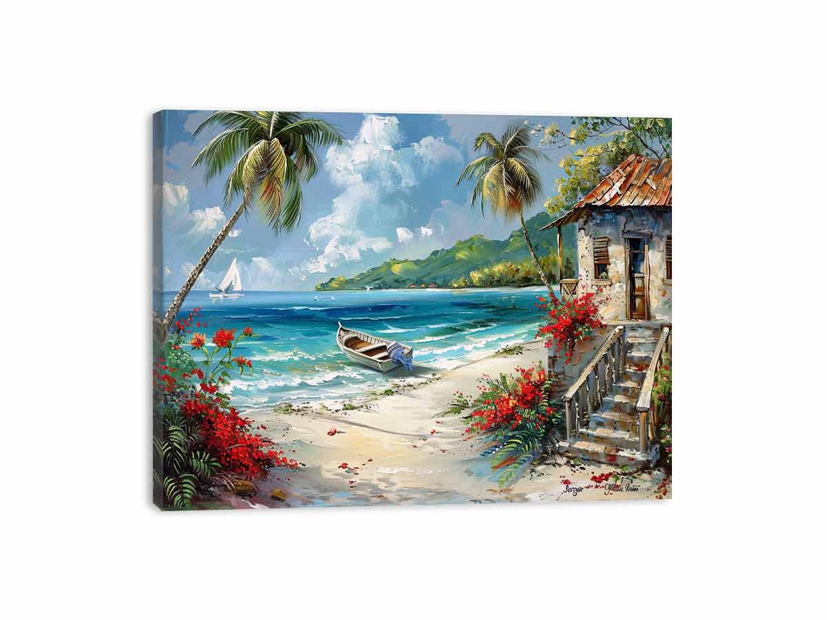Caribbean Beach House Canvas Art Print-3