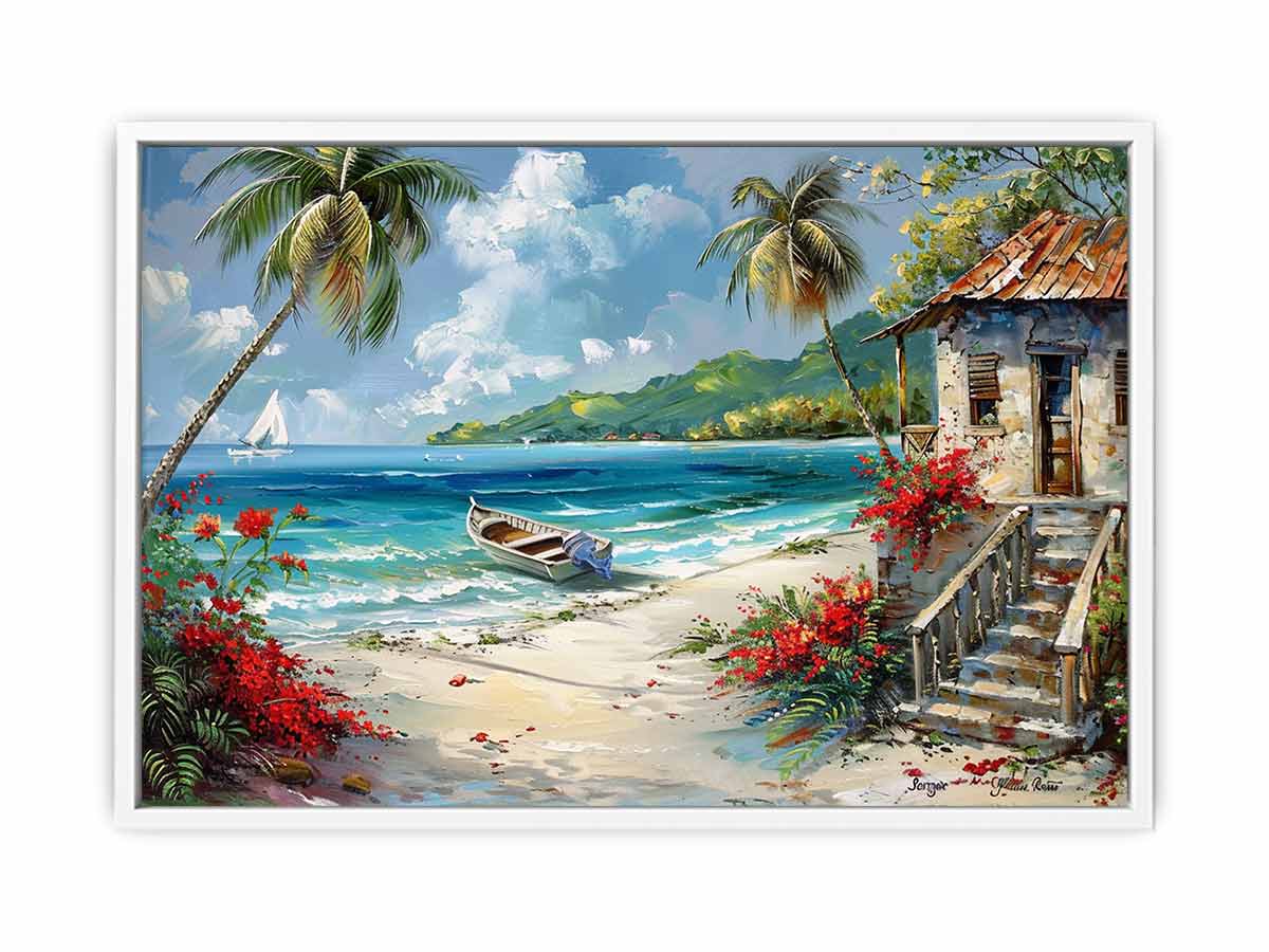 Caribbean Beach House Canvas Art Print-5