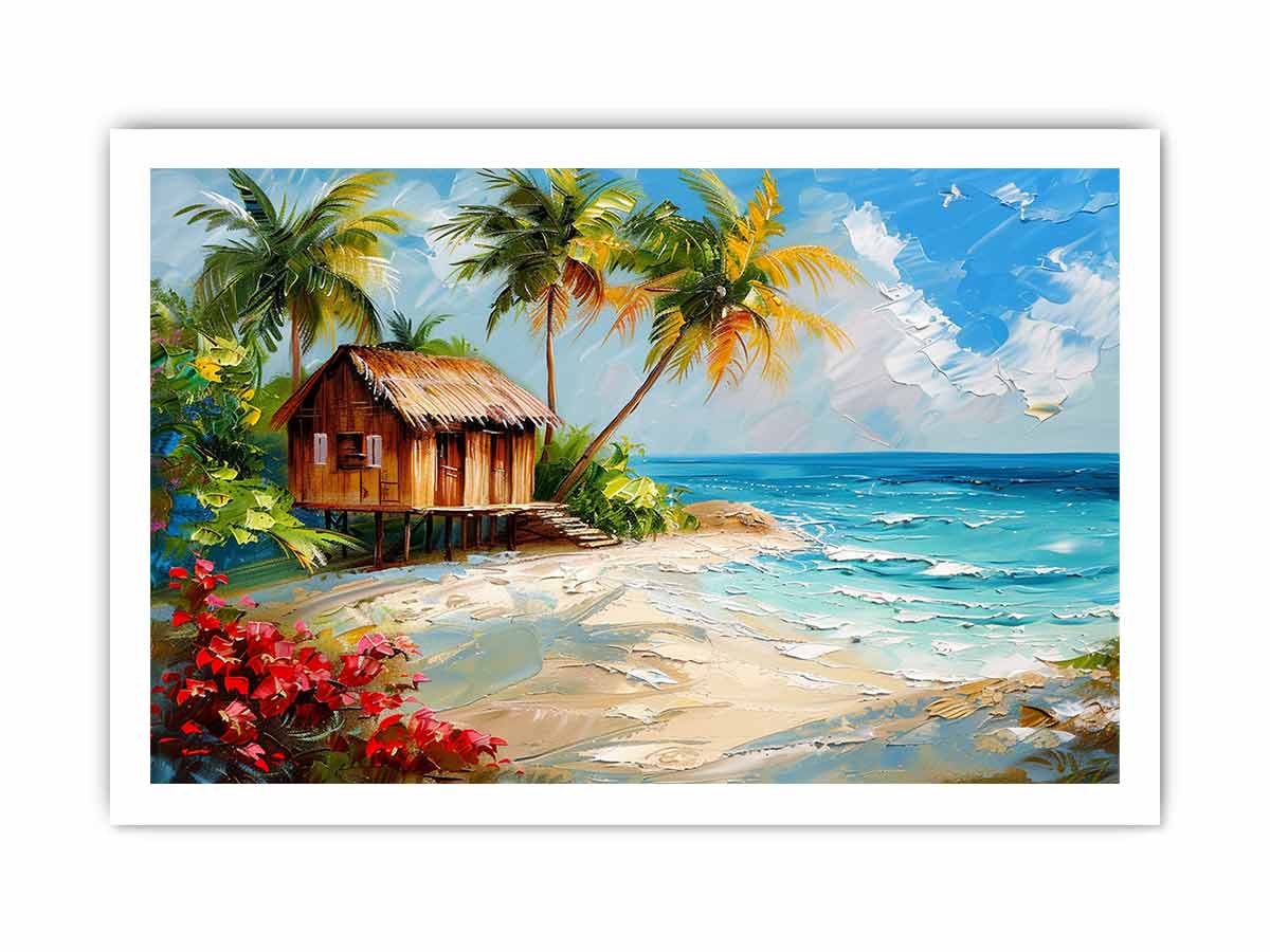 Wooden House on Beach Canvas Art Print-8